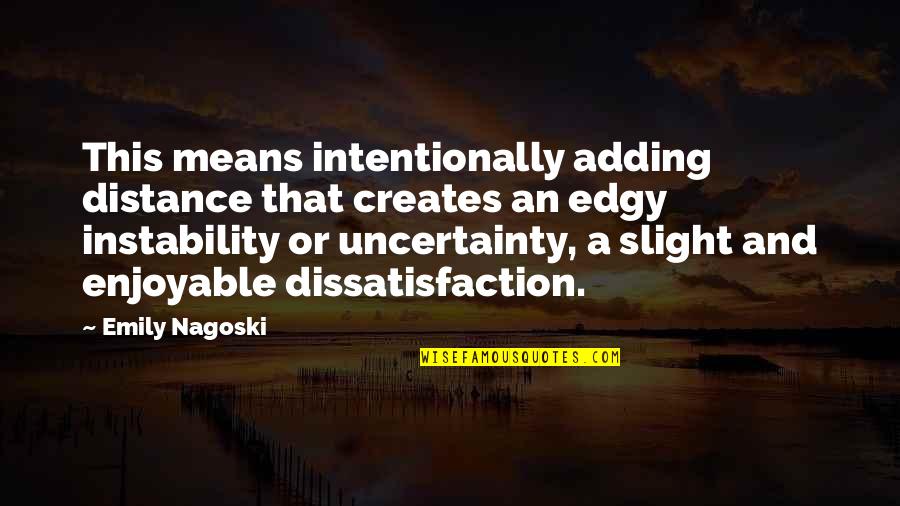 Dissatisfaction Quotes By Emily Nagoski: This means intentionally adding distance that creates an