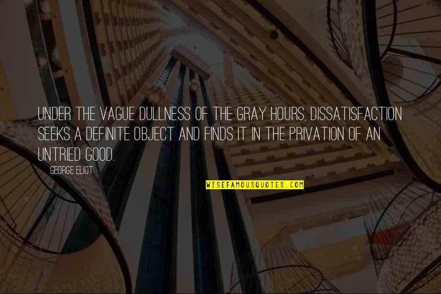 Dissatisfaction Quotes By George Eliot: Under the vague dullness of the gray hours,