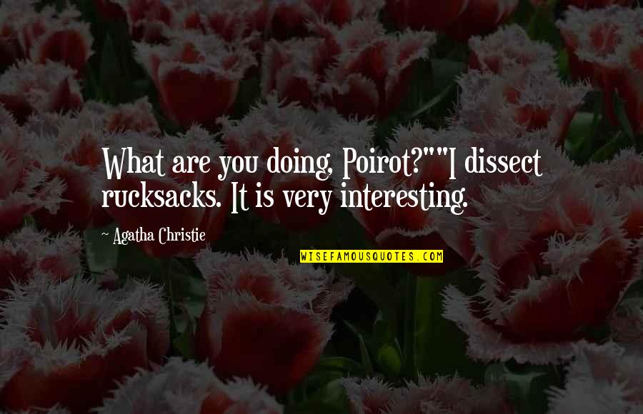 Dissect Quotes By Agatha Christie: What are you doing, Poirot?""I dissect rucksacks. It