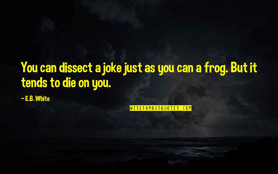 Dissect Quotes By E.B. White: You can dissect a joke just as you