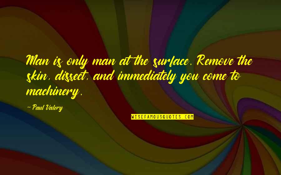 Dissect Quotes By Paul Valery: Man is only man at the surface. Remove