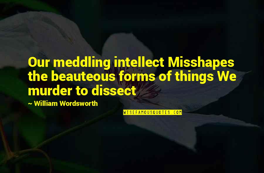Dissect Quotes By William Wordsworth: Our meddling intellect Misshapes the beauteous forms of