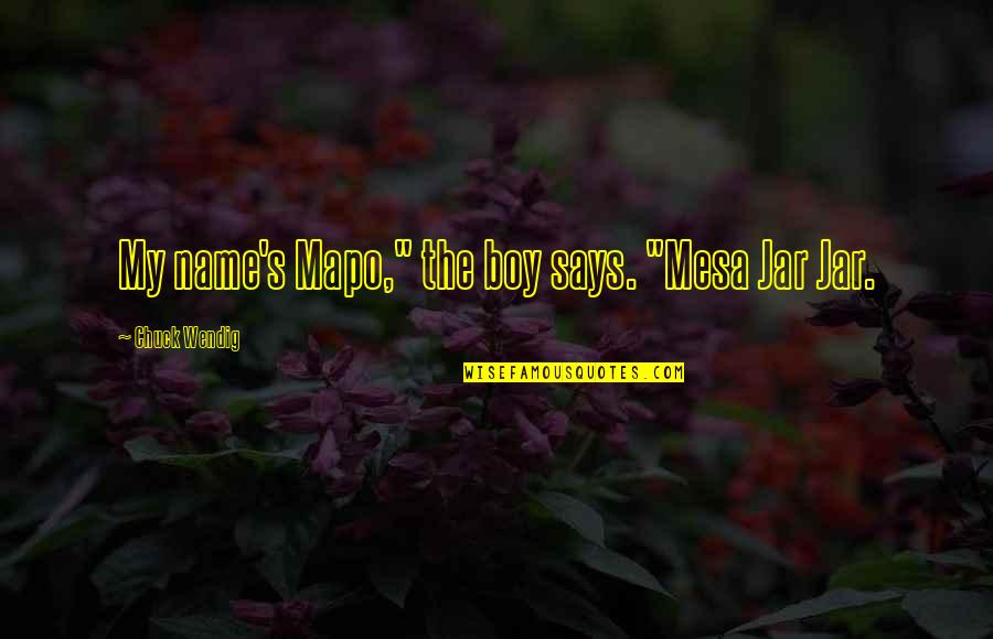 Disseminator Of Information Quotes By Chuck Wendig: My name's Mapo," the boy says. "Mesa Jar
