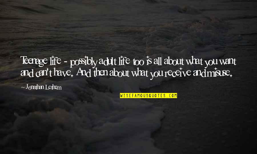 Dissent In America Quotes By Jonathan Lethem: Teenage life - possibly adult life too is