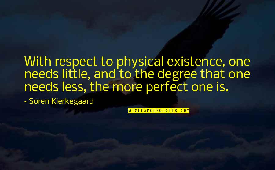 Dissertations International Quotes By Soren Kierkegaard: With respect to physical existence, one needs little,