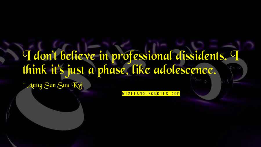 Dissidents Quotes By Aung San Suu Kyi: I don't believe in professional dissidents. I think