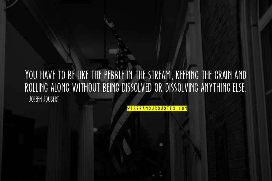 Dissolving Quotes By Joseph Joubert: You have to be like the pebble in