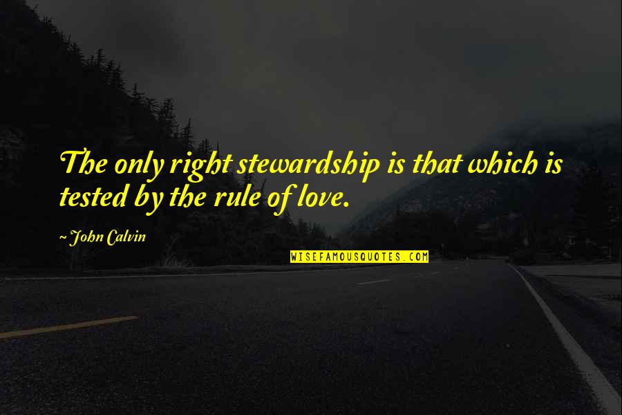Dissymmetric Quotes By John Calvin: The only right stewardship is that which is