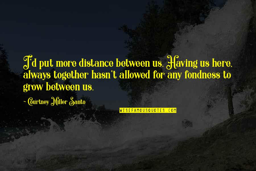 Distance And Relationships Quotes By Courtney Miller Santo: I'd put more distance between us. Having us