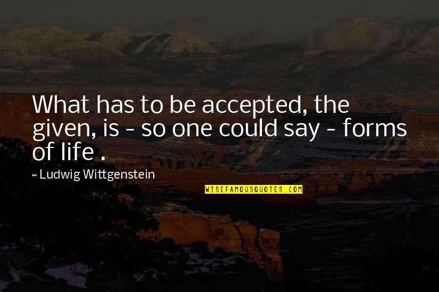 Distance Apart Friendship Quotes By Ludwig Wittgenstein: What has to be accepted, the given, is
