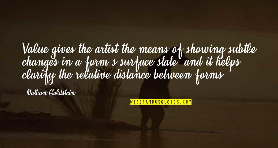 Distance Between Quotes By Nathan Goldstein: Value gives the artist the means of showing