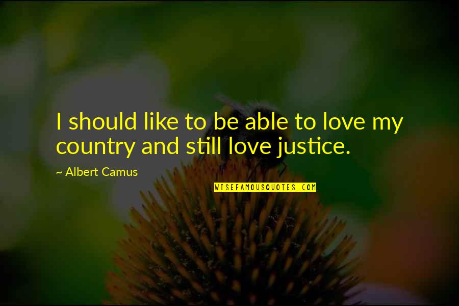 Distance Between Us Love Quotes By Albert Camus: I should like to be able to love