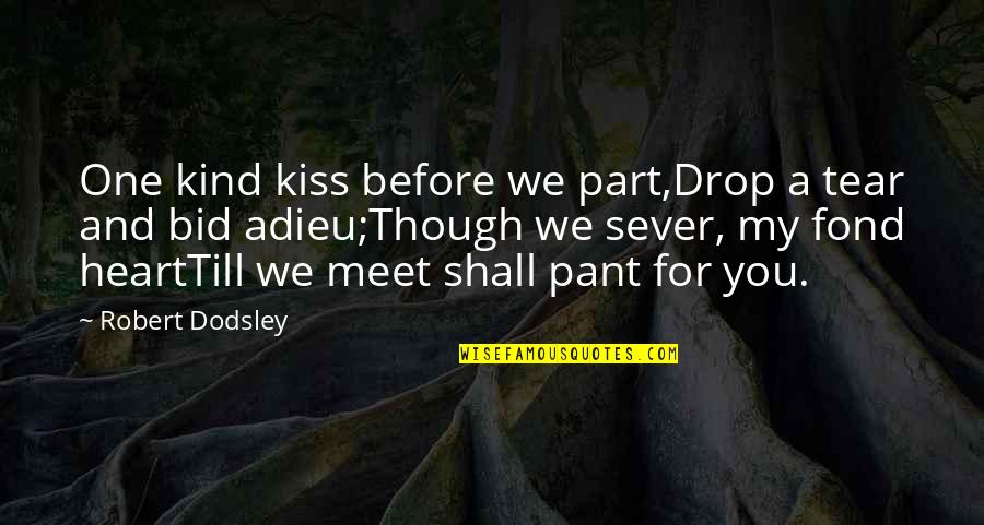 Distance In A Relationship Quotes By Robert Dodsley: One kind kiss before we part,Drop a tear