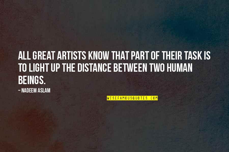 Distance Is Quotes By Nadeem Aslam: All great artists know that part of their