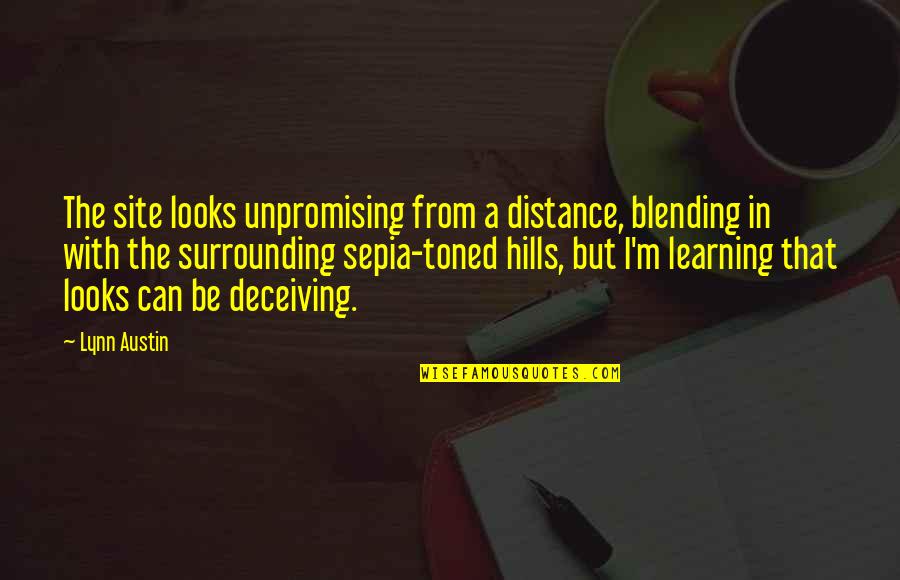 Distance Learning Quotes By Lynn Austin: The site looks unpromising from a distance, blending