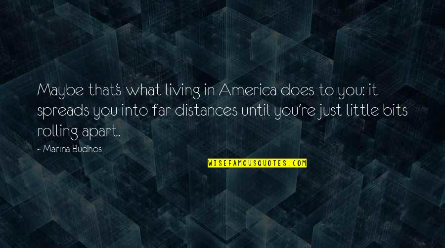 Distances From Quotes By Marina Budhos: Maybe that's what living in America does to