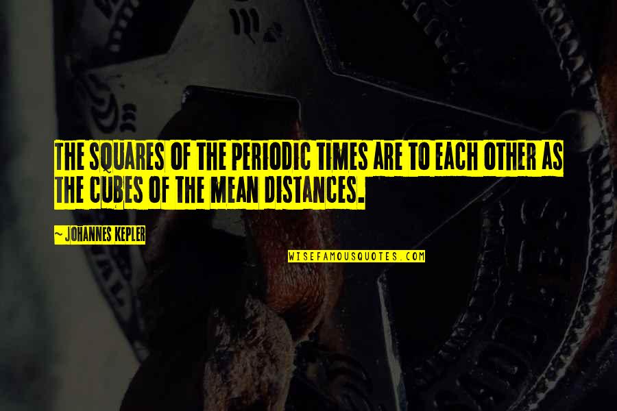 Distances Quotes By Johannes Kepler: The squares of the periodic times are to