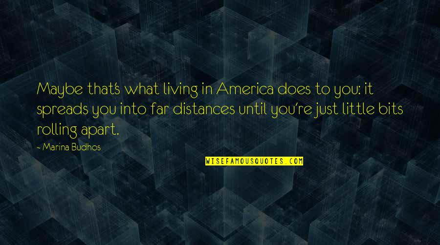 Distances Quotes By Marina Budhos: Maybe that's what living in America does to