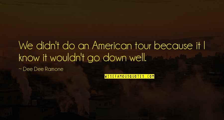 Distancing Yourself From Negativity Quotes By Dee Dee Ramone: We didn't do an American tour because it