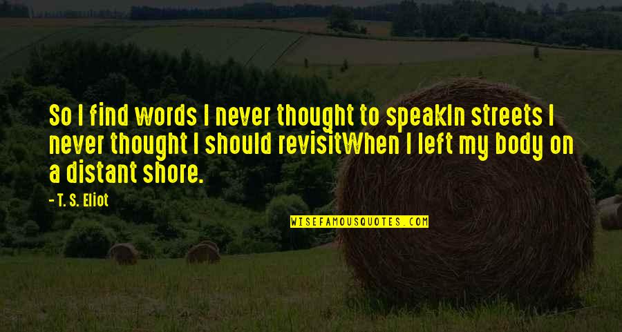 Distant Quotes By T. S. Eliot: So I find words I never thought to