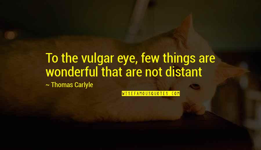 Distant Quotes By Thomas Carlyle: To the vulgar eye, few things are wonderful