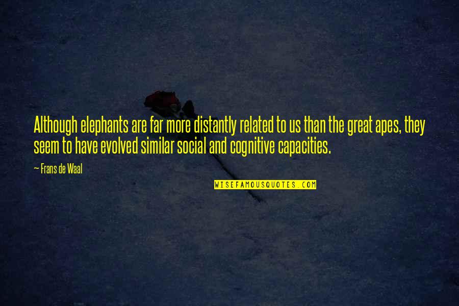 Distantly Quotes By Frans De Waal: Although elephants are far more distantly related to