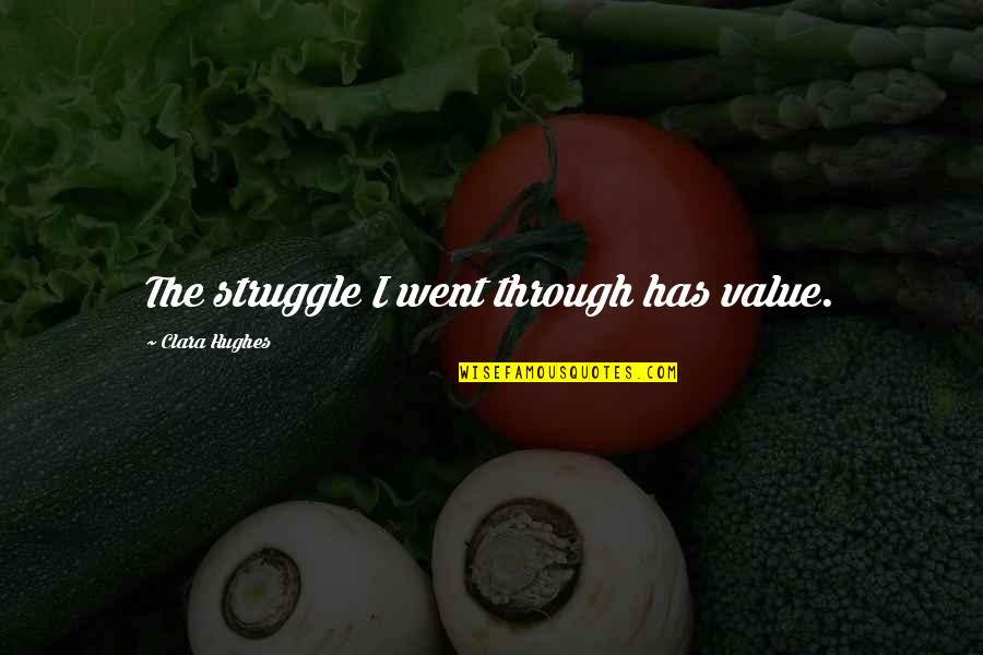 Distasio Hills Quotes By Clara Hughes: The struggle I went through has value. Distasio Hills Quotes By Clara Hughes: The struggle I went through has value.