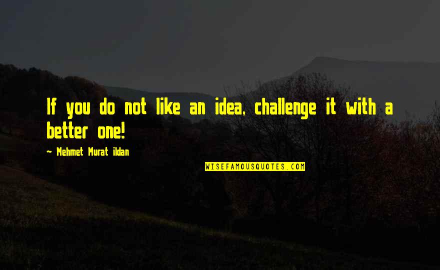 Distintas In English Quotes By Mehmet Murat Ildan: If you do not like an idea, challenge