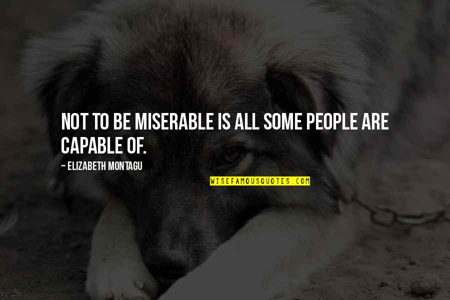 Distract Yourself Quotes By Elizabeth Montagu: Not to be miserable is all some people