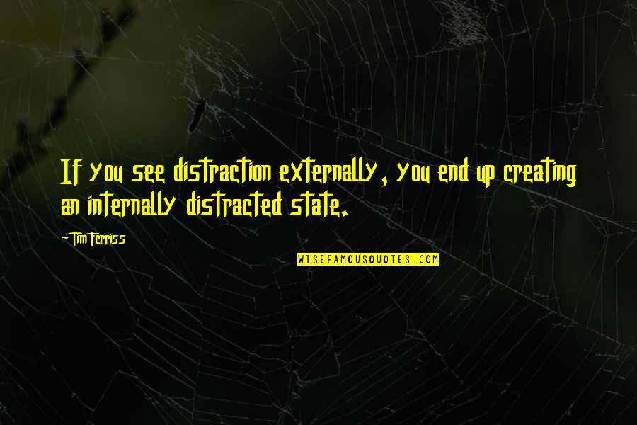 Distracted Quotes By Tim Ferriss: If you see distraction externally, you end up