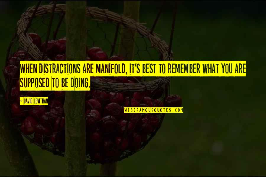 Distractions Quotes By David Levithan: When distractions are manifold, it's best to remember