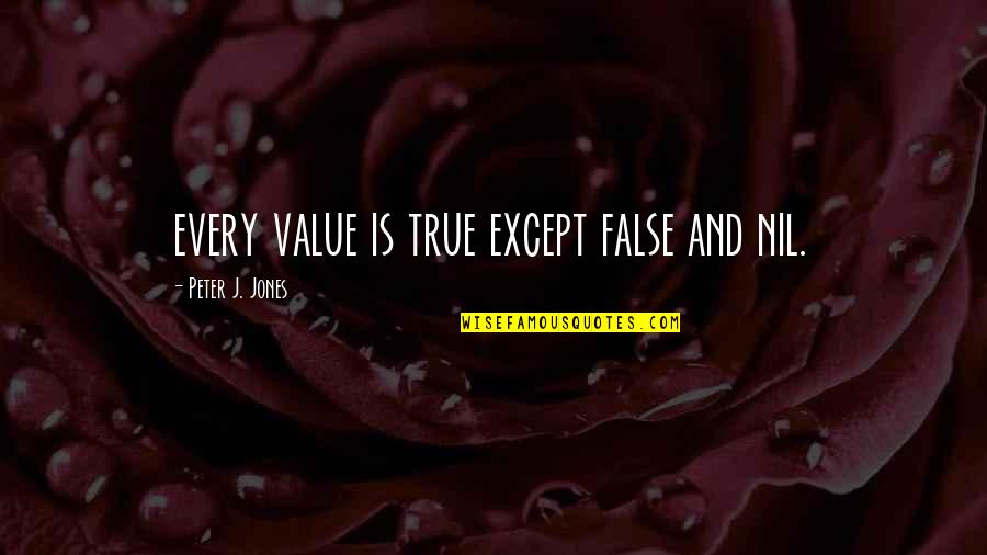 Distributism Capitalism Quotes By Peter J. Jones: every value is true except false and nil.