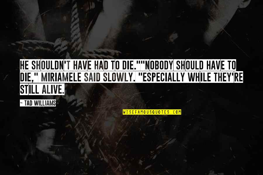 District Of Columbia Quotes By Tad Williams: He shouldn't have had to die.""Nobody should have District Of Columbia Quotes By Tad Williams: He shouldn't have had to die.""Nobody should have