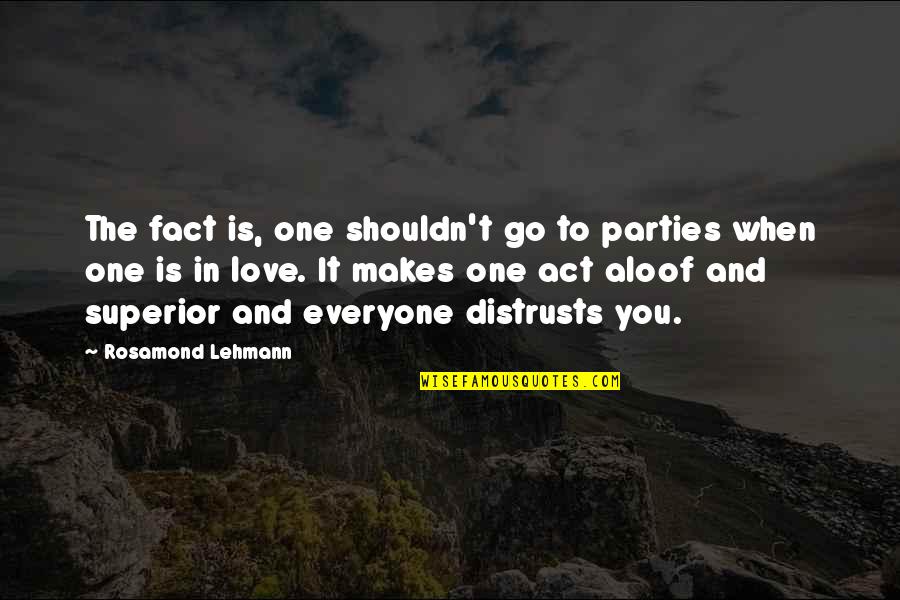 Distrusts Quotes By Rosamond Lehmann: The fact is, one shouldn't go to parties