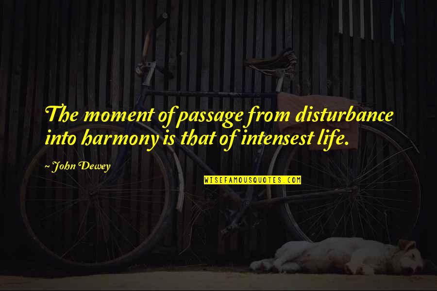 Disturbance Quotes By John Dewey: The moment of passage from disturbance into harmony