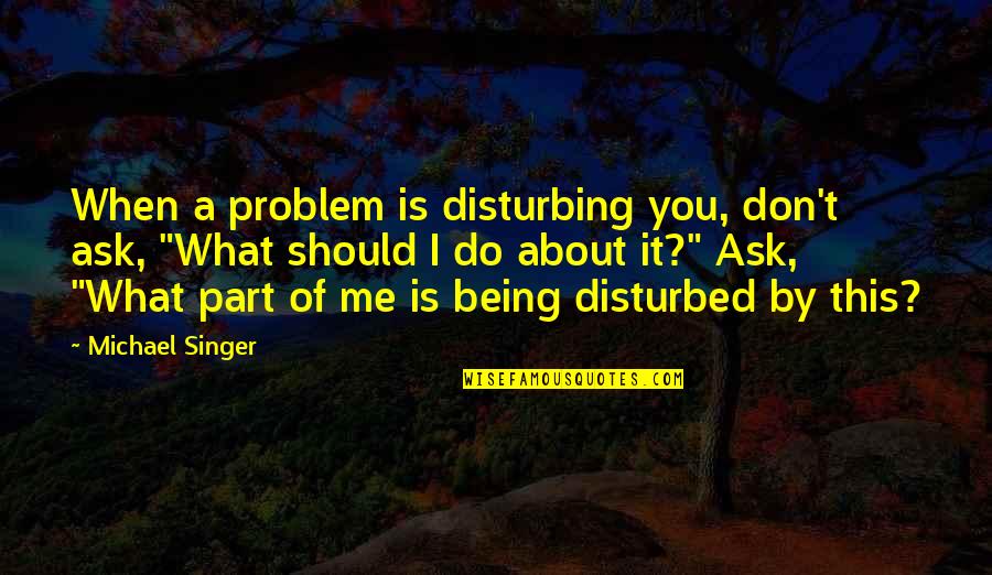 Disturbing Me Quotes By Michael Singer: When a problem is disturbing you, don't ask,