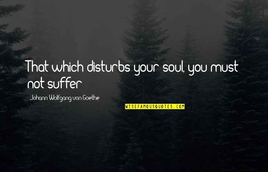 Disturbs Quotes By Johann Wolfgang Von Goethe: That which disturbs your soul, you must not