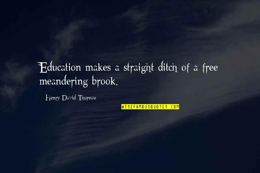 Ditch Quotes By Henry David Thoreau: Education makes a straight ditch of a free