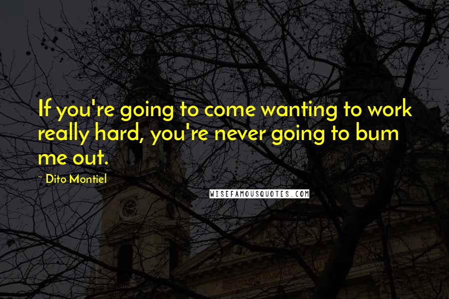 Dito Montiel quotes: If you're going to come wanting to work really hard, you're never going to bum me out.