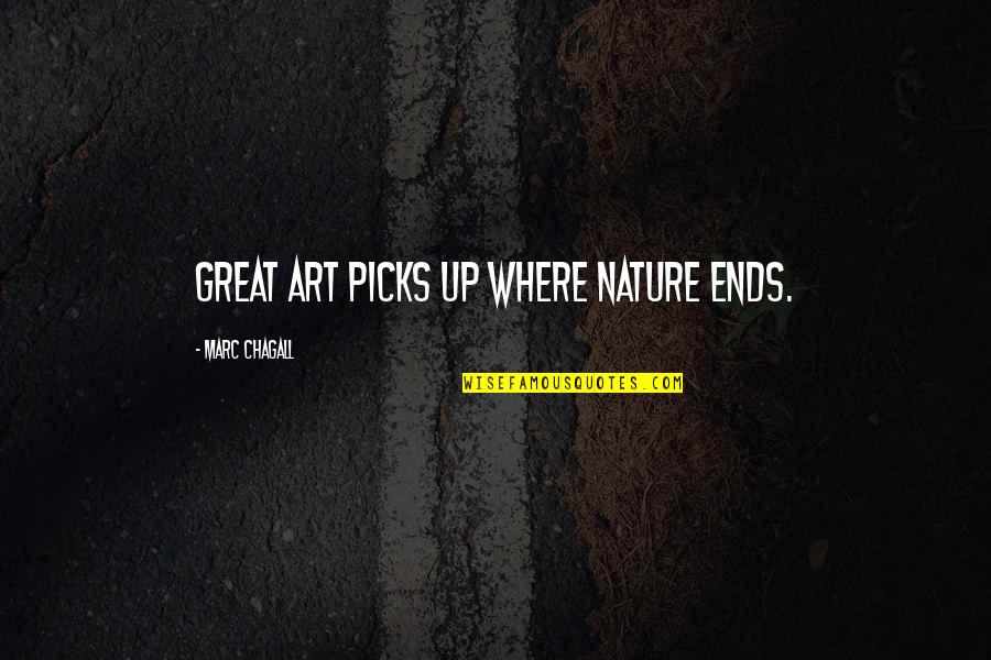 Ditte Ylva Quotes By Marc Chagall: Great art picks up where nature ends. Ditte Ylva Quotes By Marc Chagall: Great art picks up where nature ends.