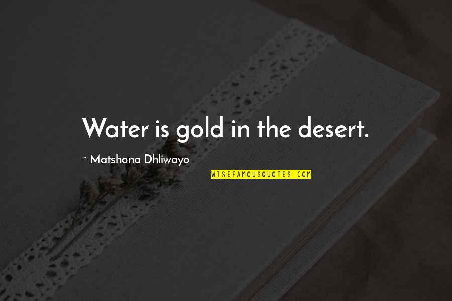 Ditte Ylva Quotes By Matshona Dhliwayo: Water is gold in the desert. Ditte Ylva Quotes By Matshona Dhliwayo: Water is gold in the desert.