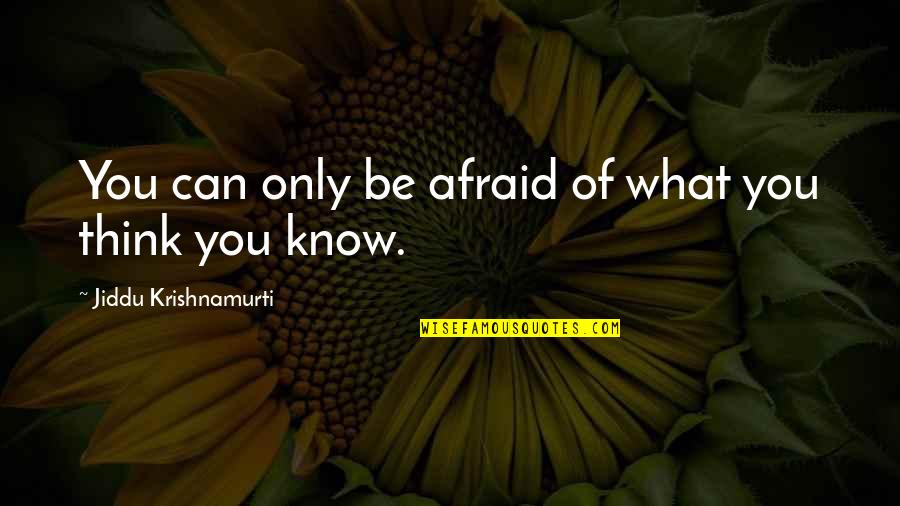Dive Head First Quotes By Jiddu Krishnamurti: You can only be afraid of what you Dive Head First Quotes By Jiddu Krishnamurti: You can only be afraid of what you