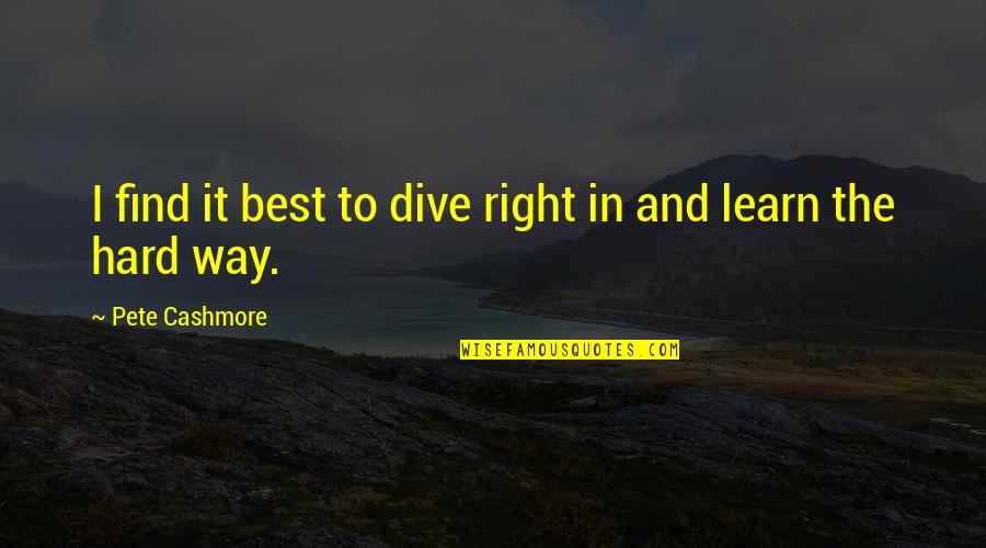 Dive Quotes By Pete Cashmore: I find it best to dive right in