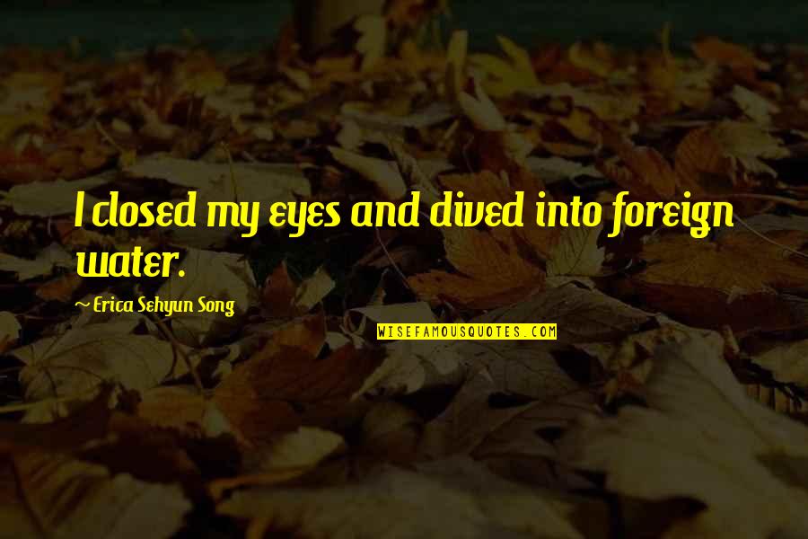 Dived Quotes By Erica Sehyun Song: I closed my eyes and dived into foreign