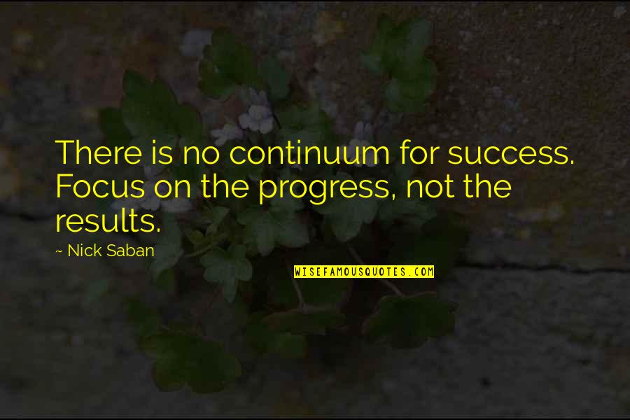 Divenire Jacobs Quotes By Nick Saban: There is no continuum for success. Focus on