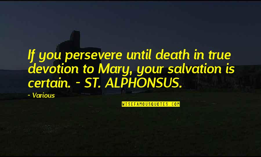 Diver Quotes And Quotes By Various: If you persevere until death in true devotion