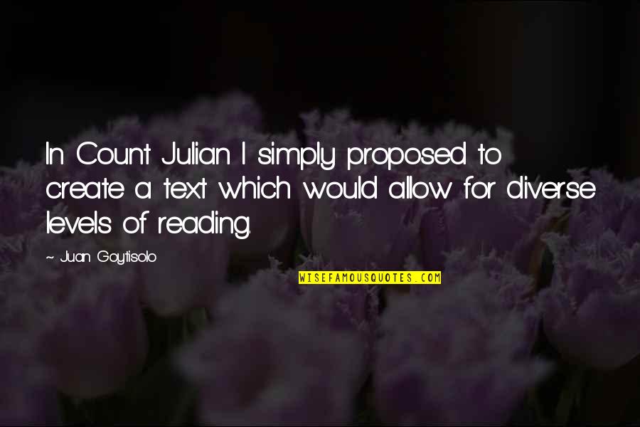 Diverse Quotes By Juan Goytisolo: In Count Julian I simply proposed to create