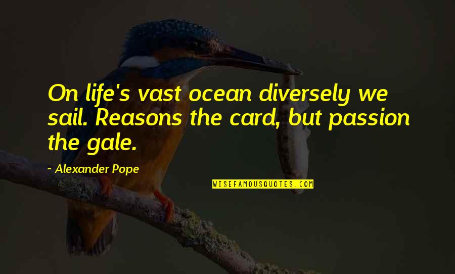 Diversely Quotes By Alexander Pope: On life's vast ocean diversely we sail. Reasons