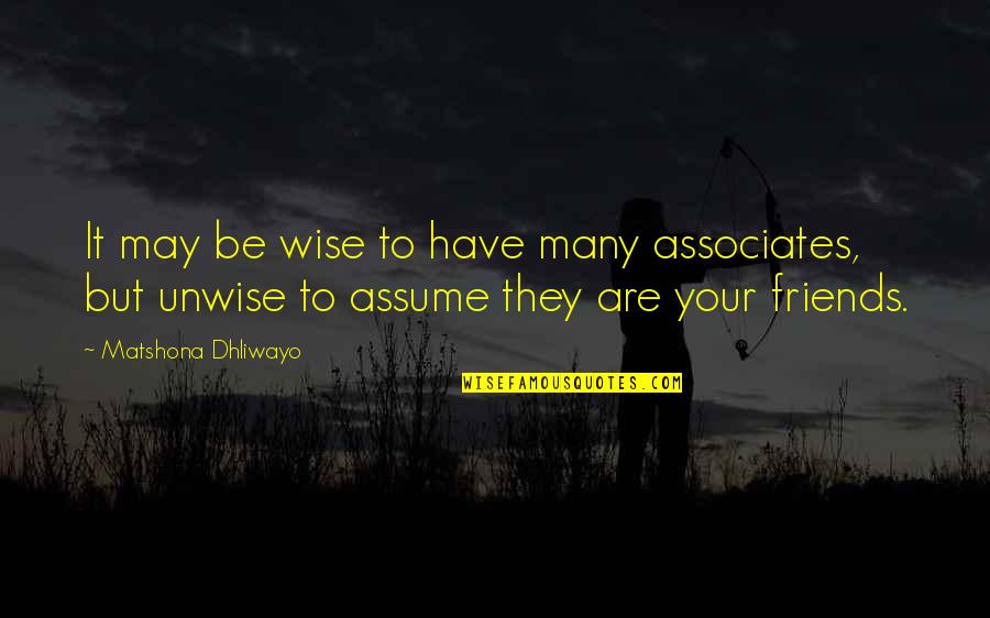 Diversidade Biologica Quotes By Matshona Dhliwayo: It may be wise to have many associates,