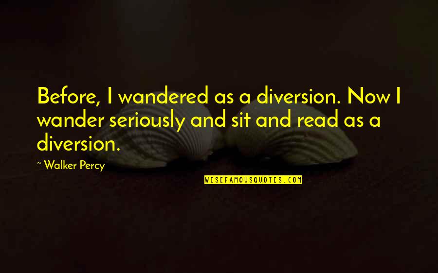 Diversion Quotes By Walker Percy: Before, I wandered as a diversion. Now I